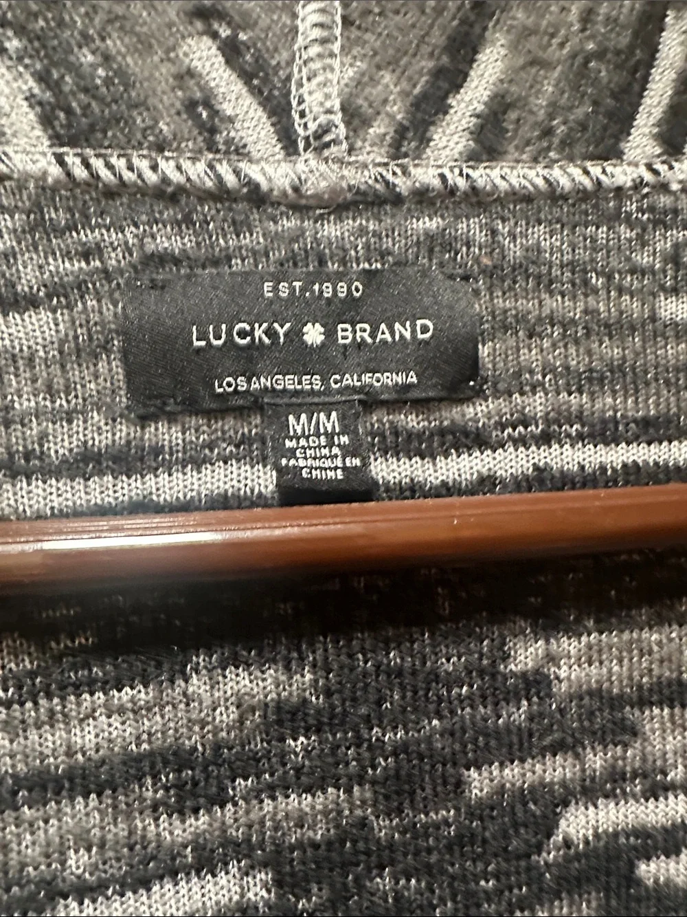 Lucky Brand Black & Grey Open-Front Fringe Cardigan